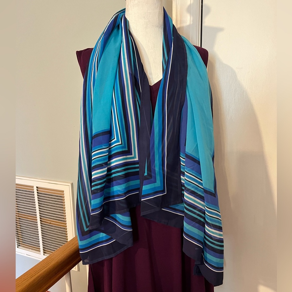 Rectangle Blue Stripes Scarf 55” x 28”
